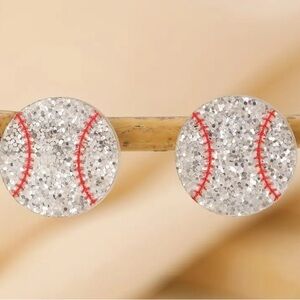 Glitter Baseball Stud Earrings